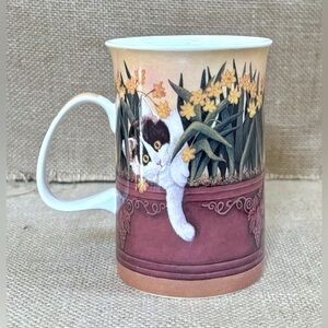 Ashdene Fine Bone China Mischievous Cat In Flower Box Mug Cup Naughty Kitty